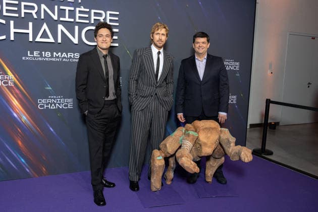 Projet Derniere Chance Paris Film Premiere Phil Lord, Ryan Gosling and Christopher Miller attends Projet Derniere Chance - Project Hail Mary Paris Film Premiere at Pathe Palace on March 11, 2026 in Paris, France. Photo by Nasser Berzane ABACAPRESS.COM Paris France  Copyright: xBerzanexNasser ABACAx