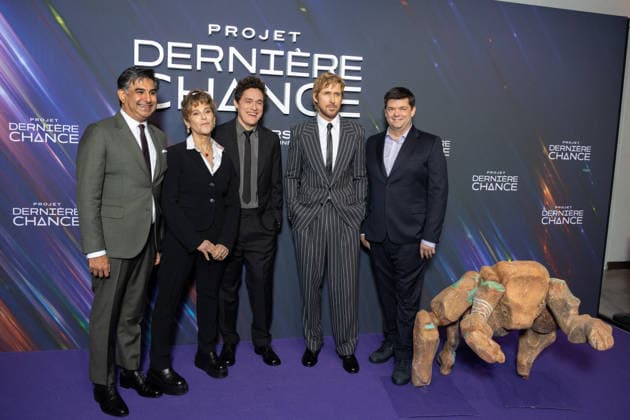 Projet Derniere Chance Paris Film Premiere Aditya Sood, Amy Pascal, Phil Lord, Ryan Gosling and Christopher Miller attends Projet Derniere Chance - Project Hail Mary Paris Film Premiere at Pathe Palace on March 11, 2026 in Paris, France. Photo by Nasser Berzane ABACAPRESS.COM Paris France  Copyright: xBerzanexNasser ABACAx