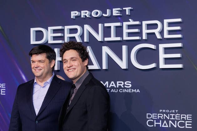 Project Hail Mary premiere at Pathe Palace theatre Celebrities arrival on red carpet Avant premiere de Projet derniere chance au cinéma Pathe Palace Arrivees des celebrites sur le tapis rouge Chris Miller et Phil Lord 453989 2026 03 11  Copyright: xSebastienxFremontx xStarfacex STAR_453989_056