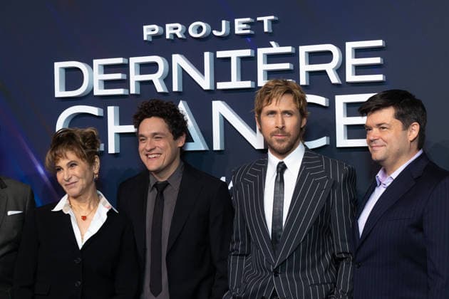 Project Hail Mary premiere at Pathe Palace theatre Celebrities arrival on red carpet Avant premiere de Projet derniere chance au cinéma Pathe Palace Arrivees des celebrites sur le tapis rouge Amy Pascal, Phil Lord, Ryan Gosling et Chris Miller 453989 2026 03 11  Copyright: xSebastienxFremontx xStarfacex STAR_453989_097