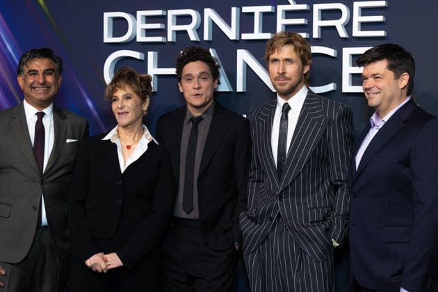 Project Hail Mary premiere at Pathe Palace theatre Celebrities arrival on red carpet Avant premiere de Projet derniere chance au cinéma Pathe Palace Arrivees des celebrites sur le tapis rouge Aditya Sood, Amy Pascal, Phil Lord, Ryan Gosling et Chris Miller 453989 2026 03 11  Copyright: xSebastienxFremontx xStarfacex STAR_453989_100