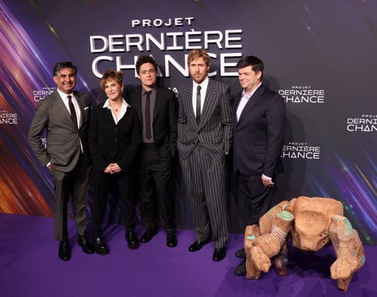 Projet Derniere Chance - Photocall Aditya Sood, Amy Pascal, Phil Lord, Ryan Gosling and Chris Miller attend the Projet Derniere Chance (Project Hail Mary) - Photocall on March 11, 2026 in Paris, France.  Copyright: xDFYx