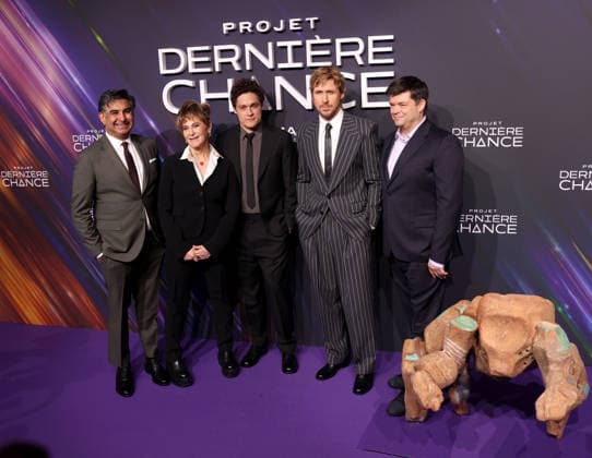 Projet Derniere Chance - Photocall Aditya Sood, Amy Pascal, Phil Lord, Ryan Gosling and Chris Miller attend the Projet Derniere Chance (Project Hail Mary) - Photocall on March 11, 2026 in Paris, France.  Copyright: xDFYx