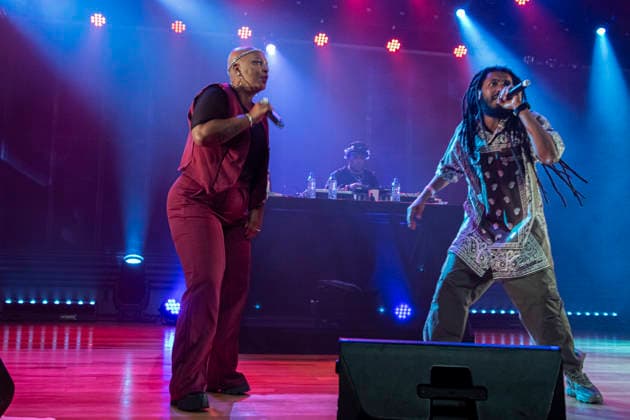SaO PAULO, SP - 11.03.2026: SHOW SNJ COM SOMBRA E CRIS - The group SNJ, a pioneer of the rap and hip hop movement in Brazil, returns to the stage with members Sombra and Cris, in a memorable show in downtown Sao Paulo. SNJ is among the most relevant rap groups in Brazil, featuring MCs Sombra, recognized for his voice and rhymes, and Cris, also known as Cris Negona, one of the most important women in national rap, along with Dina Dee, Ruba RPW, and others. The performance took place at Sesc 24 de Maio, in downtown Sao Paulo, on the evening of Thursday, October 11, 2026. x2903435x VanxCampos