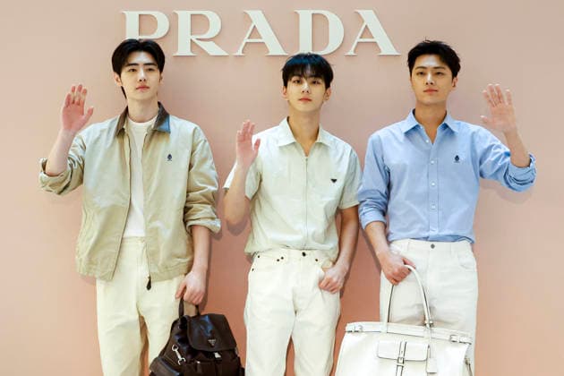 Stars Attend Prada Sun Pop-up Store Opening in Seoul (L-R) Sunghoon, Jungwon, and Jay of South Korean K-pop group ENHYPEN pose for photos during the opening of the Prada Sun pop-up store in Seoul, South Korea, March 12, 2026. Seoul South Korea  Copyright: xMatrixxImages JungxUi-Chelx
