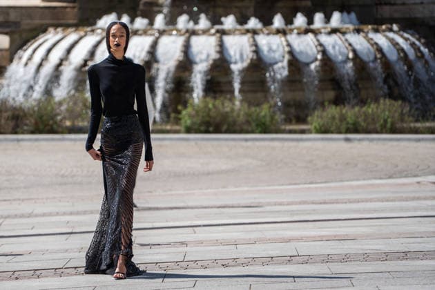 Inaugural fashion show of OMODA Madrid es Moda in Plaza de Espana Inaugural fashion show of OMODA Madrid es Moda in Plaza de Espana, on March 12, 2026, in Madrid Spain Organized by the Asociación Creadores de Moda de Espana ACME and the Madrid City Council, the show brings together 24 designers on an outdoor runway with the historic buildings as a backdrop, the show brings together 24 designers on an outdoor catwalk with the historic buildings of the square as a backdrop, combining established names - Devota Lomba, Roberto Verino, Roberto Torretta, Oteyza - with avant-garde firms such as Eduardo Navarrete and Dominnico 12 MARCH 2026 César Vallejo Rodrí Madrid Madrid Spain  Copyright: xCÃ sarxVallejoxRodriguezx 7360473
