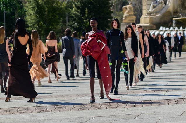 March 12, 2026, Madrid, Madrid, SPAIN: Models walk the runway on the urban catwalk set up in Plaza de EspaoÂ±a during the opening event of OMODA Madrid es Moda, marking the start of Madrid Fashion Week. The show brings together 25 Spanish independent fashion designers in one of the capital s most iconic locations. Madrid SPAIN  - ZUMAz108 20260312_znp_z108_028 Copyright: xRichardxZubelzux