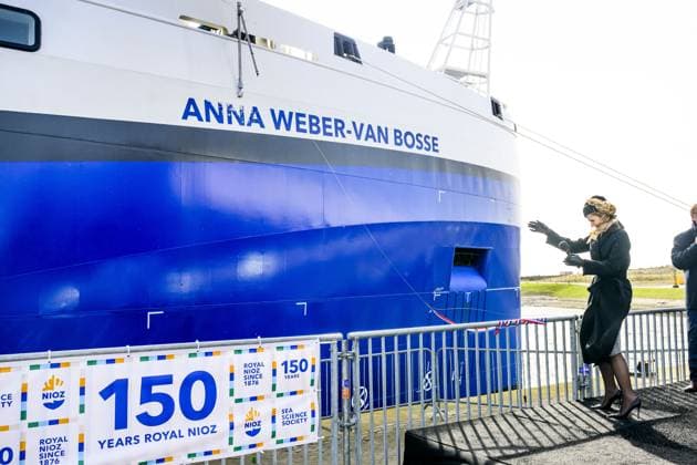 Texel, The Netherlands, 2026-03-12 14:25:56 TEXEL, 11-03-2026, NIOZ harbor. Queen Maxima christens the research vessel Anna Weber-van Bosse of the Royal Netherlands Institute for Sea Research (NIOZ). The christening ceremony will take place on Texel in the NIOZ harbor. The ship enables oceanographers to conduct research from the surface to the deep sea and from the poles to the tropics. PHOTO: NLBeeld Patrick van Emst Credit: NL Beeld Patrick van Emst  Copyright: xx x