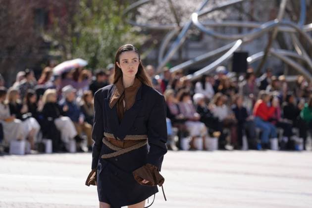 March 12, 2026, Madrid, Madrid, SPAIN: Models walk the runway on the urban catwalk set up in Plaza de Espana during the opening event of OMODA Madrid es Moda, marking the start of Madrid Fashion Week. The show brings together 25 Spanish independent fashion designers in one of the capital s most iconic locations Cordon Press 