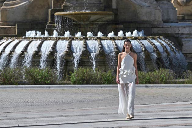 March 12, 2026, Madrid, Madrid, Spain: Model walks the runway during the opening show of OMODA MADRID ES MODA, at Plaza de EspaoÂ±a in Madrid, Spain. Madrid Spain  - ZUMAc312 20260312_zsp_c312_027 Copyright: xOscarxManuelxSanchezx