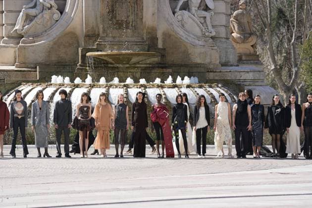 March 12, 2026, Madrid, Madrid, SPAIN: Models walk the runway on the urban catwalk set up in Plaza de Espana during the opening event of OMODA Madrid es Moda, marking the start of Madrid Fashion Week. The show brings together 25 Spanish independent fashion designers in one of the capital s most iconic locations Cordon Press 