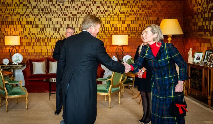 12-03-2026 King Willem-Alexander during a meeting with the Permanent Representative to the UN Food and Agriculture Organizations, Elske Smith (Rome) at palace Huis ten Bosch in The Hague. Â  Copyright: xPPEx