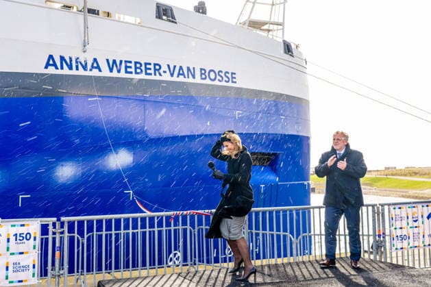 Queen Maxima attends the christening of the research vessel. Texel, the Netherlands. 12 Mar 2026 Queen Maxima attends the christening of the research vessel Anna Weber-van Bosse of the Royal Netherlands Institute for Sea Research (NIOZ) in the NIOZ harbor on Texel. The ship enables oceanographers to conduct research from the surface to the deep sea and from the poles to the tropics. Texel The Netherlands  Copyright: xMischaxSchoemakerx
