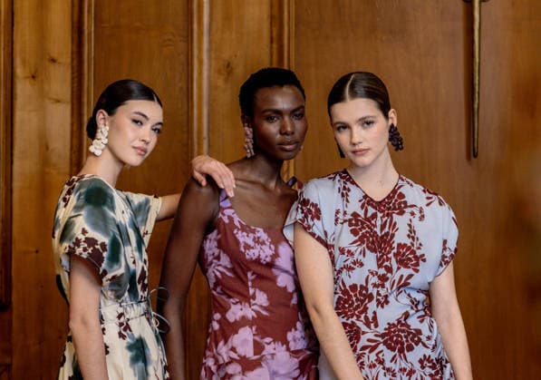 Juan Avellaneda presents his new Spring Summer 2026 collection Three models pose during the presentation of the Juan Avellaneda x See Iou Spring Summer 2026 collection, March 12, 2026, in Madrid Spain The Avellaneda event adopts the format of an exclusive trunk show The Juan Avellaneda x See Iou collaboration, active since 2020, fuses the timeless elegance and Mediterranean spirit of the designer - known for his floral prints and tailoring - with the ethical and sustainable approach of See Iou, active since 2020, fuses the timeless elegance and Mediterranean spirit of the designer - known for his floral prints and tailoring - with the ethical and sustainable approach of See Iou, offering affordable womens fashion made in Spain 12 MARCH 202  Copyright: xRicardoxRubiox 7361574