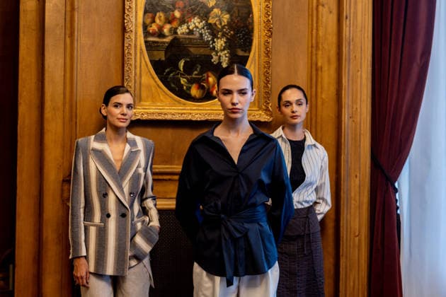 Juan Avellaneda presents his new Spring Summer 2026 collection Three models pose during the presentation of the Juan Avellaneda x See Iou Spring Summer 2026 collection, March 12, 2026, in Madrid Spain The Avellaneda event adopts the format of an exclusive trunk show The Juan Avellaneda x See Iou collaboration, active since 2020, fuses the timeless elegance and Mediterranean spirit of the designer - known for his floral prints and tailoring - with the ethical and sustainable approach of See Iou, active since 2020, fuses the timeless elegance and Mediterranean spirit of the designer - known for his floral prints and tailoring - with the ethical and sustainable approach of See Iou, offering affordable womens fashion made in Spain 12 MARCH 202  Copyright: xRicardoxRubiox 7361575