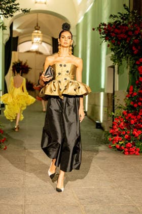 Juana Martín presents her new collection of flamenco fashion and prêt a porter A model parades presenting the new collection of flamenco fashion and prêt a porter of the designer Juana Martín, at the Real Academia de Bellas Artes de San Fernando, on March 12, 2026, in Madrid Spain Juana Martín, designer from Cordoba of gypsy origin and the first Spanish woman to parade in the Haute Couture in Paris, presents today her flamenco collection Herencia The fashion show, framed in the Madrid fashion week OMODA Madrid es Moda , is her only event in Spain in 2026 and pays tribute to the flower as a timeless symbol of flamenco 12 MARCH 2026 FASHION DESIGNER COLLECTION MODEL SHOWS SHOWS catwalk Madrid Madrid Spain  Copyright: xRicardoxRubiox 7361767