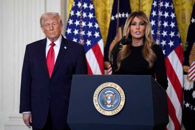 Donald Trump on Women s History Month - Washington US President Donald Trump and First lady Melania Trump participate in a Women s History Month Event in the East Room of the White House in Washington on March 12, 2026. Photo by Yuri Gripas ABACAPRESS.COM Washington DC United States  Copyright: xGripasxYuri ABACAx