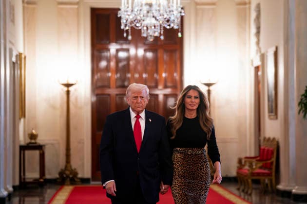 President Donald Trump and First Lady Melania Trump Women s History Month arrive for an event in the East Room of the White House in Washington, DC, US, on Thursday, March 12, 2026. Every year, March is designated Women s History Month by presidential proclamation.  WASP2026031211 ALxDRAGO