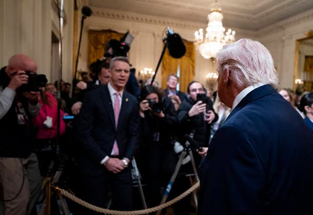 President Donald Trump departs during a Women s History Month event in the East Room of the White House in Washington, DC on Thursday, March 12, 2026. Every year, March is designated Women s History Month by presidential proclamation.  WASP2026031213 ALxDRAGO