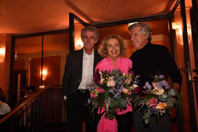 Bernd Schadewald, Michaela May and Sigmar Sollbach Premiere Der Abschiedsbrief Comedy at the Hotel Bayerischer Hof Theater Munich 12 March 2026