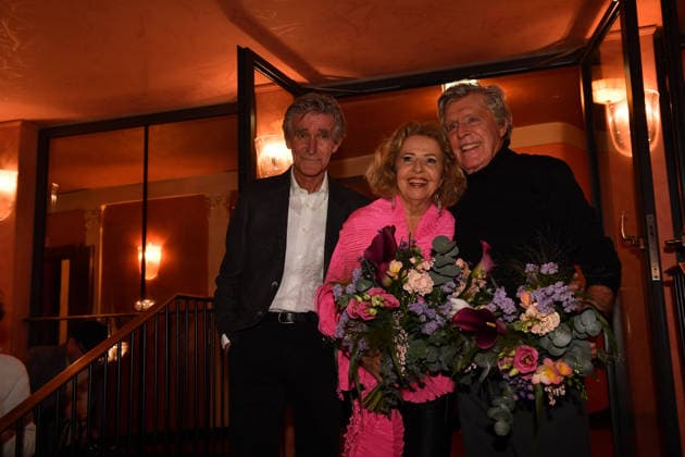Bernd Schadewald, Michaela May and Sigmar Sollbach Premiere Der Abschiedsbrief Comedy at the Hotel Bayerischer Hof Theater Munich 12 March 2026