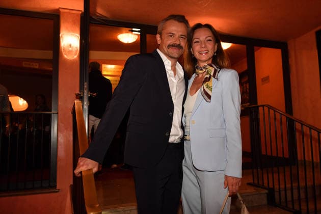 Viola Wedekind and Sven Waasner Premiere Der Abschiedsbrief Comedy at the Hotel Bayerischer Hof Theater Munich 12 March 2026