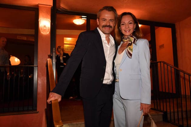 Viola Wedekind and Sven Waasner Premiere Der Abschiedsbrief Comedy at the Hotel Bayerischer Hof Theater Munich 12 March 2026
