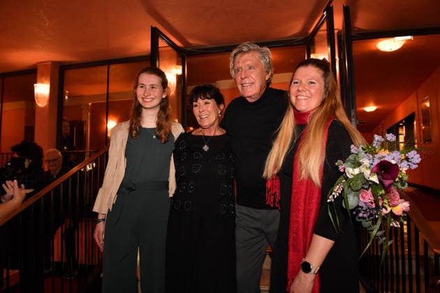 Sigmar Sollbach with wife Claudia and granddaughter l and niece Anna Kretschmar Premiere Der Abschiedsbrief comedy at the Hotel Bayerischer Hof Theater Munich 12 March 2026