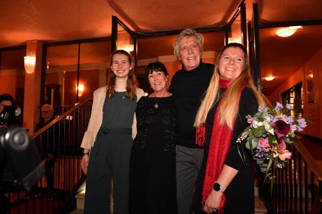 Sigmar Sollbach with wife Claudia and granddaughter l and niece Anna Kretschmar Premiere Der Abschiedsbrief comedy at the Hotel Bayerischer Hof Theater Munich 12 March 2026