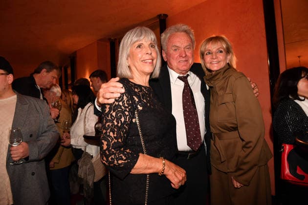 Sepp Maier with wife Monika Roth and Christa Kinshofer Premiere Der Abschiedsbrief comedy at the Hotel Bayerischer Hof Theater Munich 12 March 2026