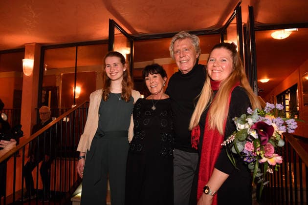 Sigmar Sollbach with wife Claudia and granddaughter l and niece Anna Kretschmar Premiere Der Abschiedsbrief comedy at the Hotel Bayerischer Hof Theater Munich 12 March 2026