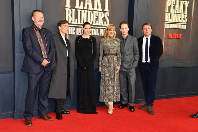 Steven Knight, Cillian Murphy, Rebecca Ferguson, Katja Hofem, Tom Harper and Guy Heeley at the premiere of PEAKY BLINDERS THE IMMORTAL MAN at Kino International in Berlin on 12 03 2026
