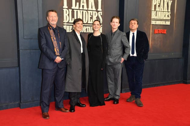 Steven Knight, Cillian Murphy, Rebecca Ferguson, Tom Harper and Guy Heeley at the premiere of PEAKY BLINDERS THE IMMORTAL MAN at Kino International in Berlin on 12 03 2026