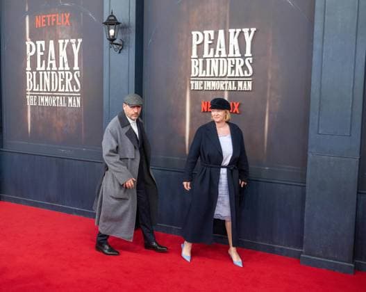 Cinema, film premiere of Peaky Blinders, The Immortal Man at Kino International in Berlin, pictured, from left, coach Steffen Baumgart 1 FC Union Berlin and wife Katja, 12 03 2026, Copyright: xMatthiasxKochx