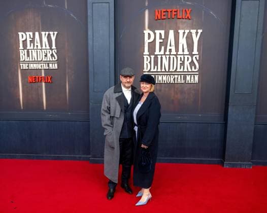 Cinema, movie premiere of Peaky Blinders, The Immortal Man at Kino International in Berlin, in the picture from left coach Steffen Baumgart 1 FC Union Berlin and wife Katjam 12 03 2026, Copyright: xMatthiasxKochx