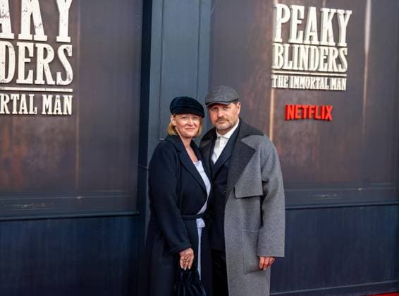 Cinema, movie premiere of Peaky Blinders, The Immortal Man at Kino International in Berlin, in the picture from left coach Steffen Baumgart 1 FC Union Berlin and wife Katja, 12 03 2026, Copyright: xMatthiasxKochx