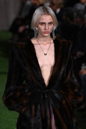 Valentino Runway - Rome A model walks the runway at Italian fashion house Valentino Show ‘Interferenze’ Fall Winter 2026 collection at Palazzo Barberini in Rome, Italy on March 12, 2026, two months after the death of founder Valentino Garavani. Italian fashion house Valentino returned to its roots with an evocative catwalk show held in the galleries of the Palazzo Barberini, a Baroque palace now home to masterpieces of the greatest artists of the Renaissance. Photo by Eric Vandeville ABACAPRESS.COM Rome Italy  Copyright: xVandevillexEric ABACAx