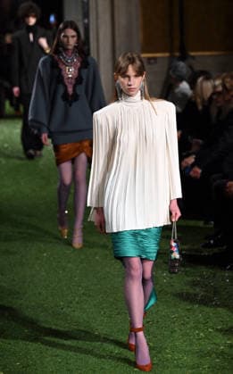 Valentino Runway - Rome A model walks the runway at Italian fashion house Valentino Show ‘Interferenze’ Fall Winter 2026 collection at Palazzo Barberini in Rome, Italy on March 12, 2026, two months after the death of founder Valentino Garavani. Italian fashion house Valentino returned to its roots with an evocative catwalk show held in the galleries of the Palazzo Barberini, a Baroque palace now home to masterpieces of the greatest artists of the Renaissance. Photo by Eric Vandeville ABACAPRESS.COM Rome Italy  Copyright: xVandevillexEric ABACAx