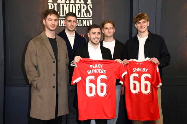 Carl Klaus, Andrej Ilic, Josip Juranovic, Andras Schäfer and Aljoscha Kemlein at the premiere of the Netflix film Peaky Blinders The Immortal Man at Kino International Berlin, 12 03 2026 Foto:xN.xKubelkax xFuturexImagex peaky_6213