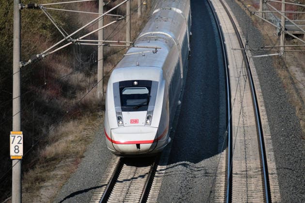 Insights from a train journey starting in Goettingen Hbf to Hannover Hbf on the ICE route near Northeim Train journey in Germany by train on the ICE