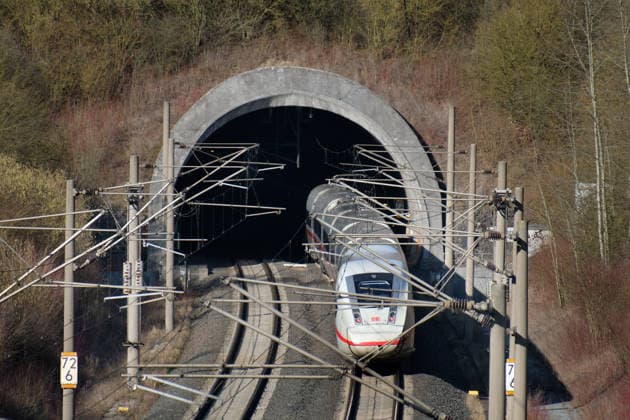 Insights from a train journey starting in Goettingen Hbf to Hannover Hbf on the ICE route near Northeim Train journey in Germany by train on the ICE