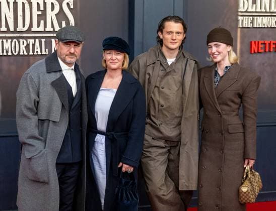 Cinema, movie premiere of Peaky Blinders, The Immortal Man at Kino International in Berlin, in the picture from left coach Steffen Baumgart 1 FC Union Berlin and wife Katja, Fabian Reese Hertha BSC , Johanna Jojo Grünewald girlfriend of Fabian Reese Hertha BSC , 12 03 2026, Copyright: xMatthiasxKochx