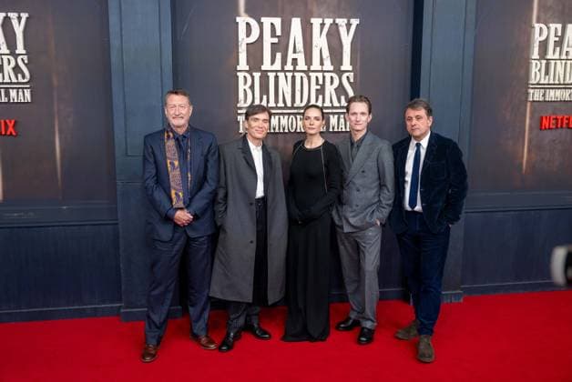 Cinema, film premiere of Peaky Blinders, The Immortal Man at Kino International in Berlin, pictured from left author Steven Knight, actor Cillian Murphy, actress Rebecca Ferguson, director Tom Harper, producer Guy Heeley, 12 03 2026, Copyright: xMatthiasxKochx