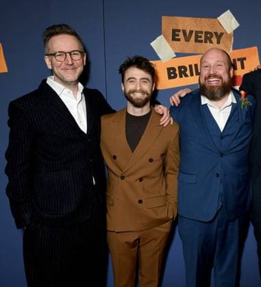 Duncan Macmillan, Daniel Radcliffe, Jonny Donahoe at arrivals for EVERY BRILLIANT THING Opening Night On Broadway, The Hudson Theatre, New York, NY, March 12, 2026. Photo By: Quoin Pics Everett Collection EVERY BRILLIANT THING Opening Night On Broadway PUBLICATIONXNOTxINxCANxCHNxFRAxITAxJPNxNORxPOLxRUSxESPxUKxUSA