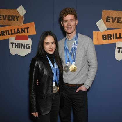 Evan Bates, Madison Chock at arrivals for EVERY BRILLIANT THING Opening Night On Broadway, The Hudson Theatre, New York, NY, March 12, 2026. Photo By: Quoin Pics Everett Collection EVERY BRILLIANT THING Opening Night On Broadway PUBLICATIONXNOTxINxCANxCHNxFRAxITAxJPNxNORxPOLxRUSxESPxUKxUSA