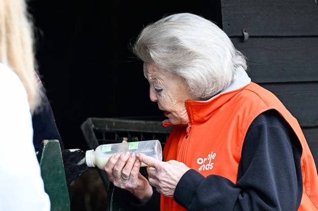The Netherlands, 2026-03-13 14:43:23 AMSTERDAM, 13-03-2026, Children s Farm. Princess Beatrix participates in a volunteer activity for NLdoet by the Orange Fund. NLdoet is taking place for the 22nd time this year. Princess Beatrix helps care for the animals at a children s farm in Amsterdam. PHOTO: NLBeeld Patrick van Emst Credit: NL Beeld Patrick van Emst  Copyright: xx x