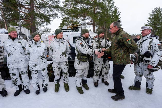 Cold response 2026 Bardufoss 20260313. German Chancellor Friedrich Merz meets German soldiers in Bardufoss in connection with Cold Response 2026. Photo: Lise Aserud NTB Bardufoss Norway NJ_ohBTbY_Y EDITORIAL USE ONLY Ref:_BNC_POLNJ_ohBTbY_Y.jpg *** Cold response 2026 Bardufoss 20260313 German Chancellor Friedrich Merz meets German soldiers in Bardufoss in connection with Cold Response 2026 Photo Lise Aserud NTB Bardufoss Norway NJ ohBTbY Y EDITORIAL USE ONLY Ref BNC POLNJ ohBTbY Y jpg  Copyright: xLisexAserudxx xNTBx