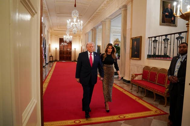 Trump Hosts Women s History Month Event United States President Donald J Trump, left, and first lady Melania Trump arrive for a Women s History Month event in the East Room of the White House in Washington, DC, USA, on Thursday, March 12, 2026. Every year, March is designated Women s History Month by presidential proclamation. Credit: CNP AdMedia Washington District of Columbia United States of America EDITORIAL USE ONLY  Copyright: xx FTP_AD_02900_1-6137832 CNPx xAdMediax admphotostwo974285
