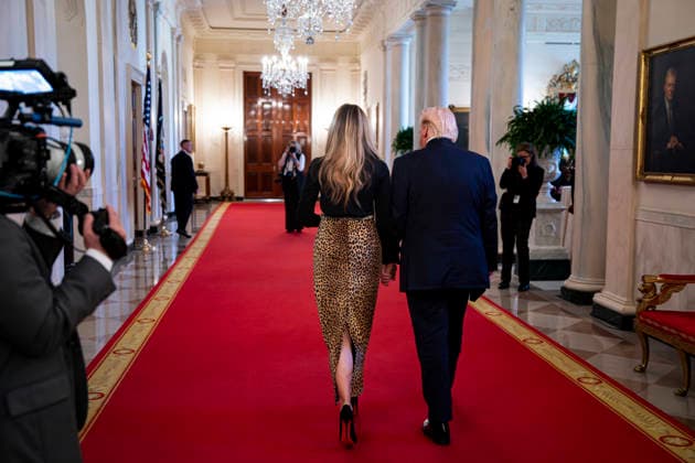 Trump Hosts Women s History Month Event United States President Donald J Trump, left, and first lady Melania Trump depart following a Women s History Month event in the East Room of the White House in Washington, DC, USA, on Thursday, March 12, 2026. Every year, March is designated Women s History Month by presidential proclamation. Credit: CNP AdMedia Washington District of Columbia United States of America EDITORIAL USE ONLY  Copyright: xx AD_04_WHwomens CNPx xAdMediax admphotostwo974275