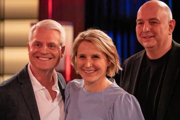 Kölner Treff on February 06, 2026 From left to right Comedian, presenter and author Guido Cantz, host Susann Link and cabaret artist and novelist Frank Goosen Susan Link and Micky Beisenherz are curious and question their guests in their very own way with, as always, exciting conversations Cologne North Rhine-Westphalia Germany